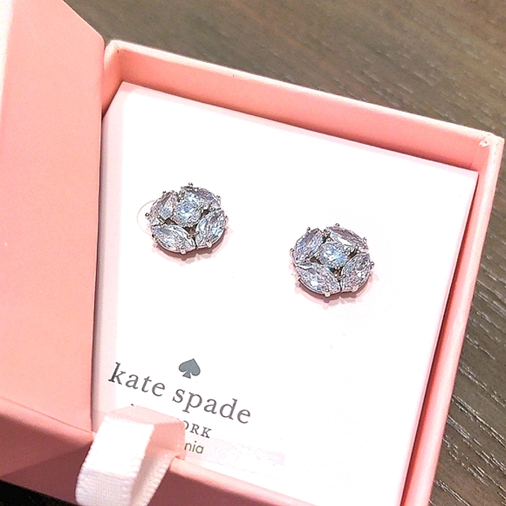 NEW Kate Spade Marquise Cluster Stud Earrings in Silver